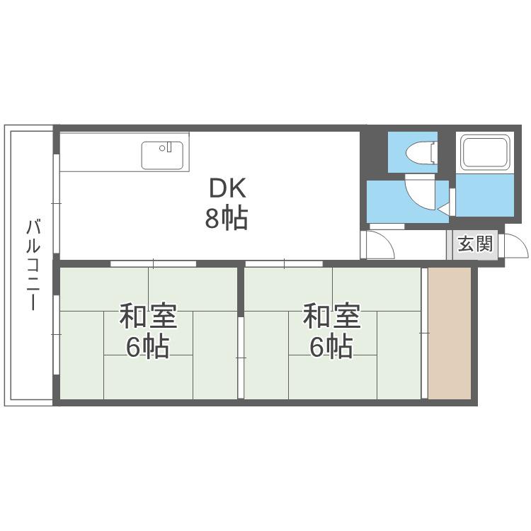 日の丸ハイツ(2DK/4階)の間取り写真