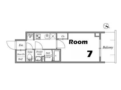 GENOVIA神戸湊川公園(1K/13階)の間取り写真