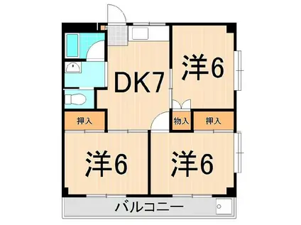 ホワイトコーポ保塚(3DK/4階)の間取り写真