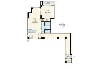 やなかのなかA(1LDK/3階)の間取り写真