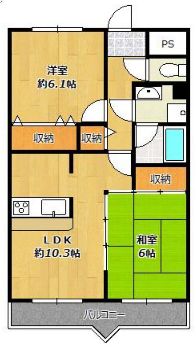 ルナポリス(2LDK/4階)の間取り写真