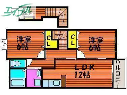 パークサイド湊(2LDK/2階)の間取り写真