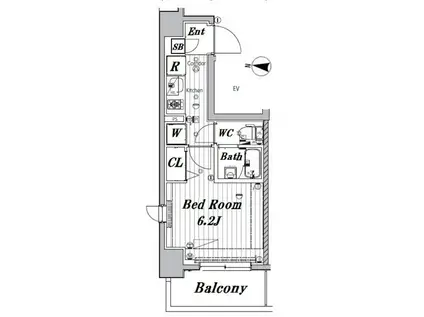 メイクスデザイン大森(1K/5階)の間取り写真