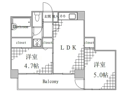 PALAZZO(2DK/4階)の間取り写真