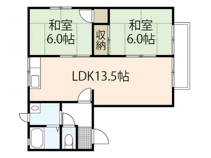 ハートフルヘサカ(2LDK/2階)の間取り写真