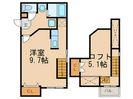 パークサイド千早(ワンルーム/1階)の間取り写真