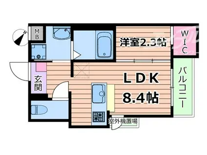 リアコート上新庄(1LDK/2階)の間取り写真