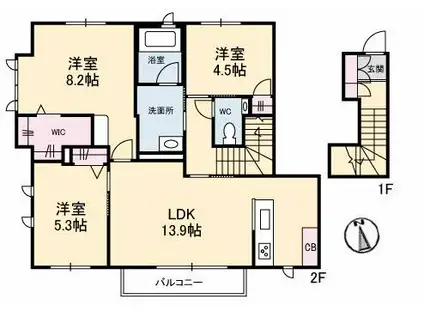 アトリエールII(3LDK/2階)の間取り写真