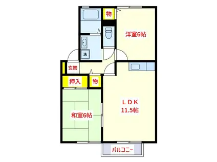 セジュール福山I(2LDK/1階)の間取り写真