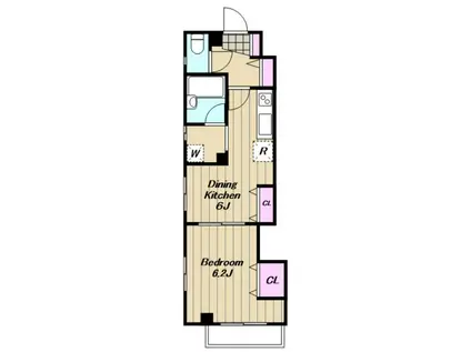 カーサフェリオM(1DK/2階)の間取り写真