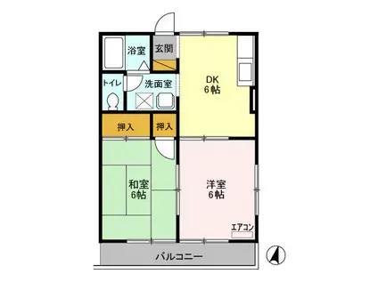 ヴェルデめいわA(2DK/2階)の間取り写真
