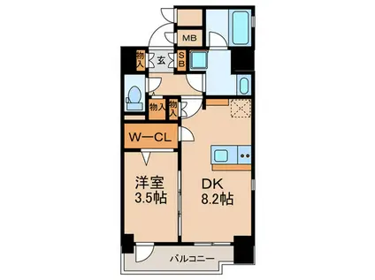 エステムコート神戸元町IIザ・サロン(1DK/2階)の間取り写真