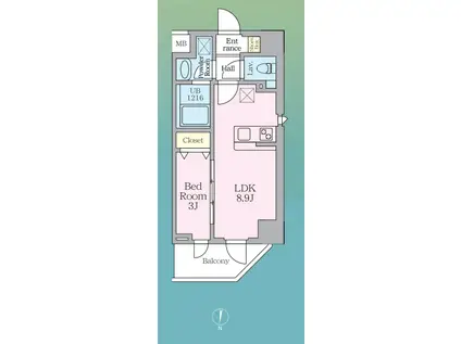 ルフォンリヴェント板橋西台(1LDK/2階)の間取り写真