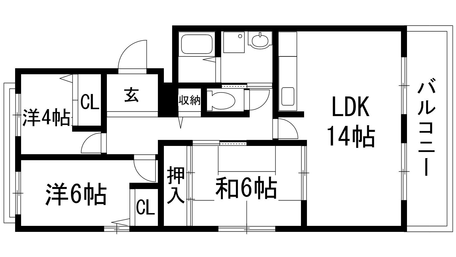 エスペランサ宝塚弐番館(3LDK/3階)の間取り写真