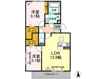 D-GRACE(2LDK/1階)の間取り写真