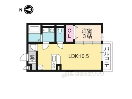 レーベングロースK A棟(1LDK/1階)の間取り写真