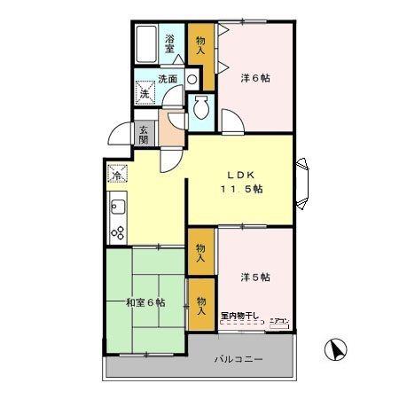 ヴァンベール神山II(3LDK/3階)の間取り写真