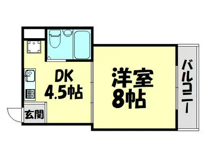 グリシーヌIII(1DK/2階)の間取り写真