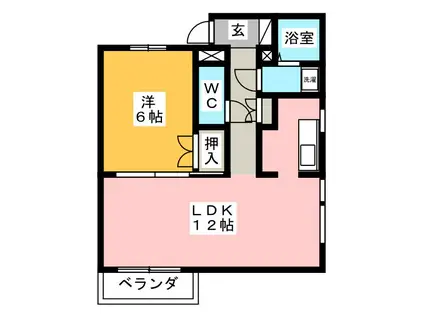 R WING II(1LDK/2階)の間取り写真