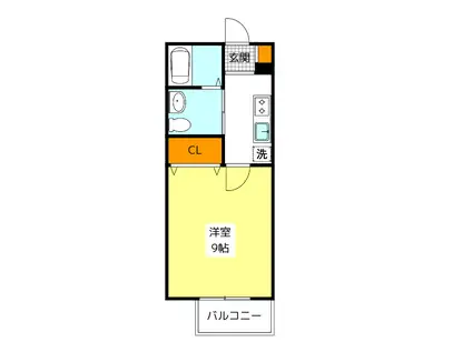 メゾンミルフィーユ折立(1K/3階)の間取り写真