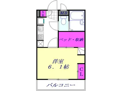 レオパレスBLUETIMES(1K/1階)の間取り写真