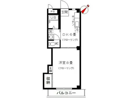 トヨビル(1DK/2階)の間取り写真