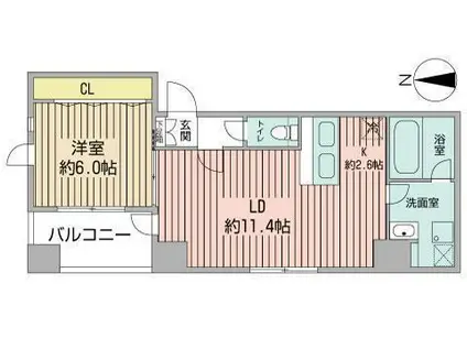 モデナ医大前(1LDK/8階)の間取り写真