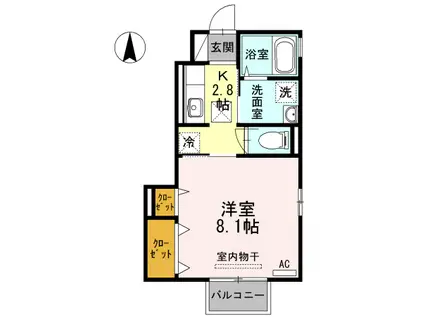 D-ROOM船岡(1K/1階)の間取り写真