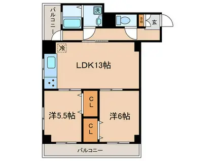 コーヅ第5大森(2LDK/5階)の間取り写真