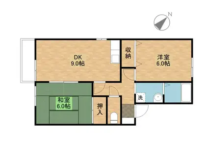 セジュールカコイII(2LDK/2階)の間取り写真