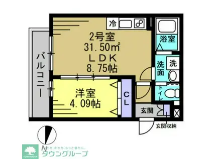 H1蘇我(1LDK/1階)の間取り写真