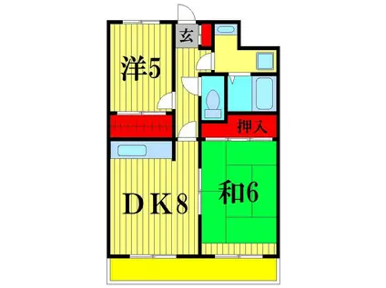 グリーンアベニュー(2DK/4階)の間取り写真