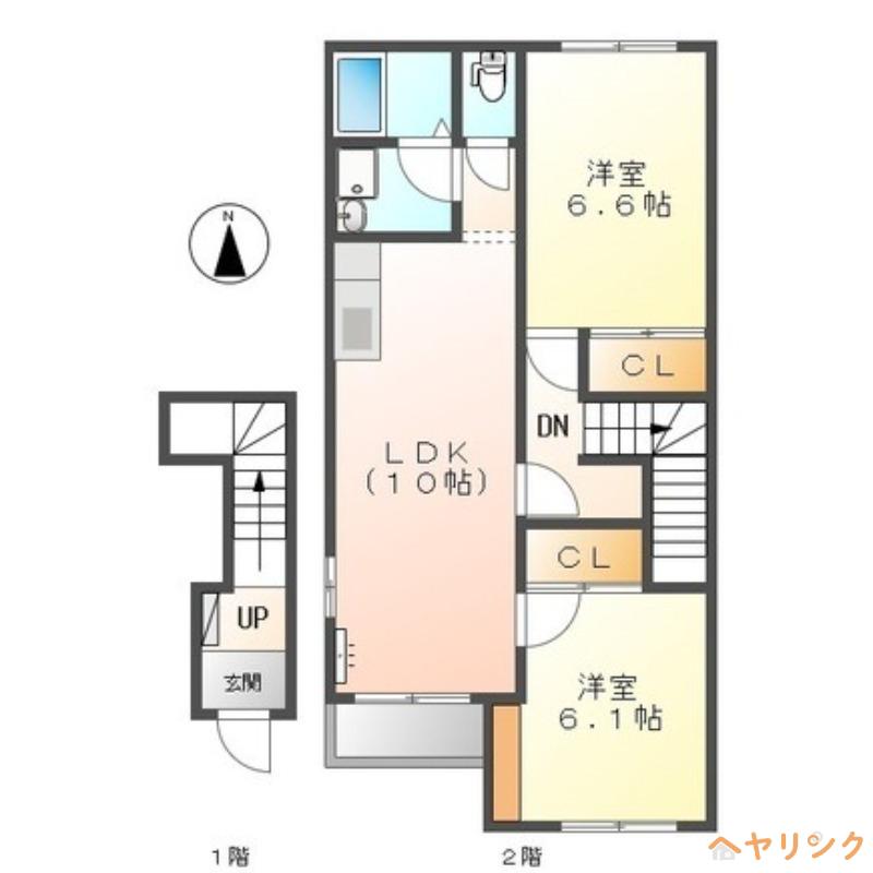 ルミエール(2LDK/2階)の間取り写真