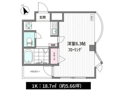 マメゾントア(1K/3階)の間取り写真