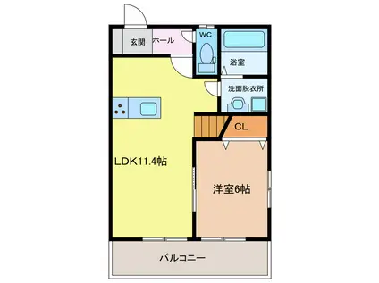 クリントブロンII(1LDK/2階)の間取り写真