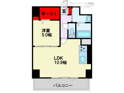 プランドール綾(1LDK/1階)の間取り写真