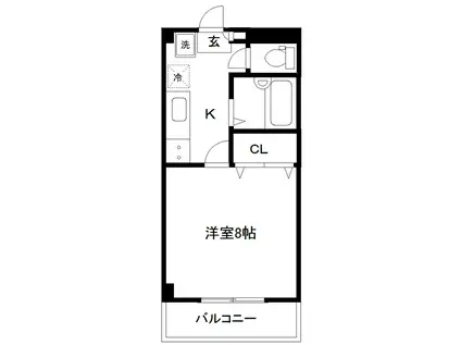 サンコートクリスタル(1K/2階)の間取り写真