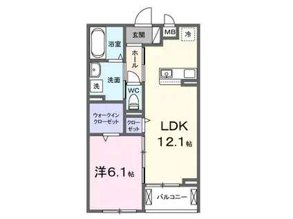 クオーレ III(1LDK/2階)の間取り写真