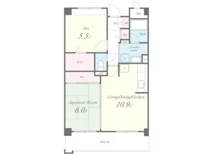 ヴィーブルコート(2LDK/3階)の間取り写真