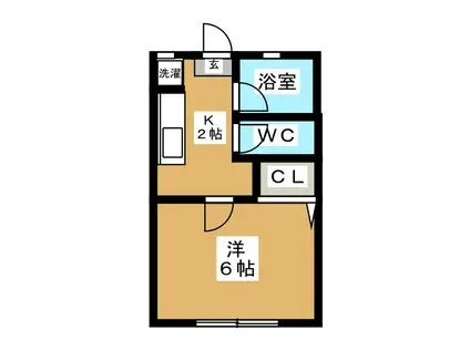 ハイツ・アデガワ(1K/2階)の間取り写真