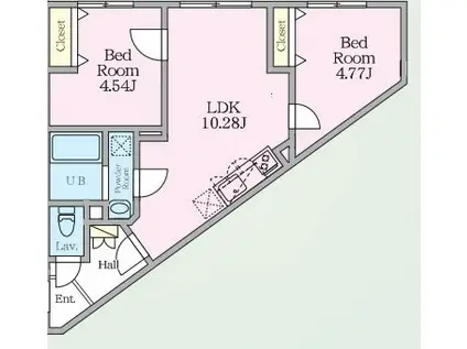 エルファーロ笹塚III(2LDK/2階)の間取り写真