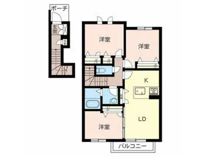 ラ・フルールI(3LDK/2階)の間取り写真