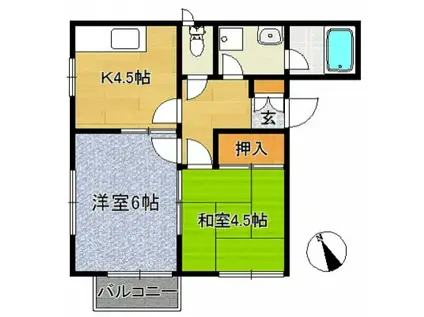 はいむぽぷり2(2K/2階)の間取り写真