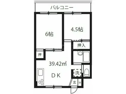 パークサイド南大井(2DK/3階)の間取り写真