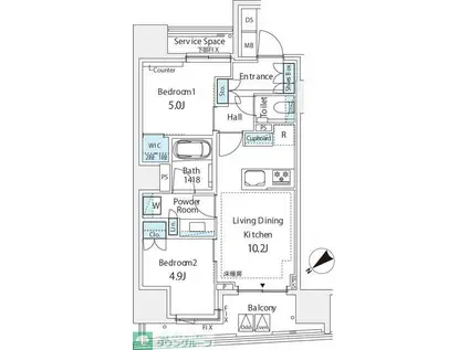 ミレアコート銀座プレミア(2LDK/5階)の間取り写真