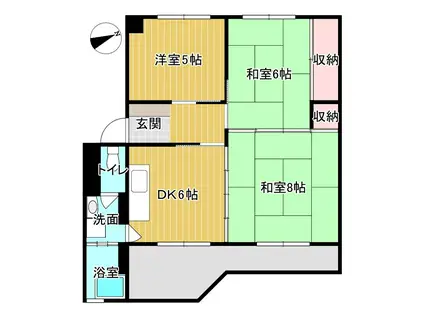 ニュー五十嵐マンション(3DK/2階)の間取り写真