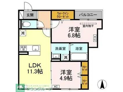 セレスティア扇V(2LDK/2階)の間取り写真