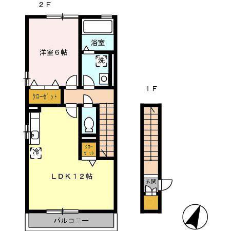 FAIRY COURT ”” A(1LDK/2階)の間取り写真