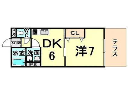 クレセールII(1DK/1階)の間取り写真