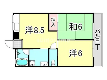 ヴィラ汐町B棟(2DK/2階)の間取り写真